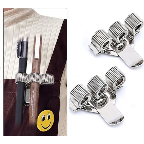 3-pak penneholder med 3 kroge, pennelommeclips, dobbelt metal Poc