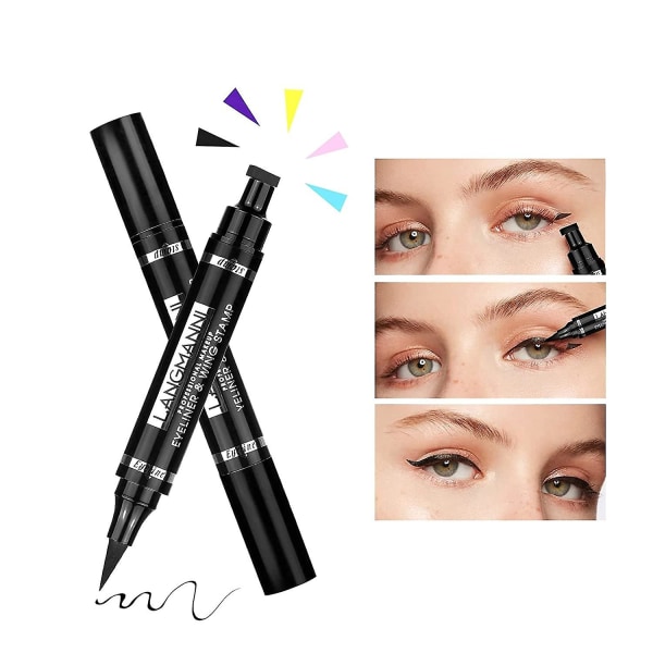 Eyeliner-stempel, dobbeltsidet vandtæt flydende eyeliner-pen, 5-farvet vingeformet eyeliner-sæt, til alle øjenformer, vingeformet eyeliner-stempel, perfekt vinge