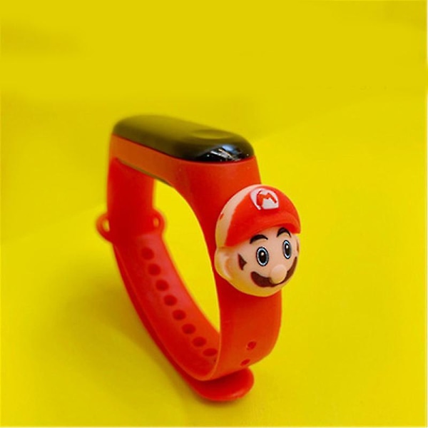 Led Cartoon Children Waterproof Electronic Watch Student Sports Touchs Watch For Girls Boys Red Mario