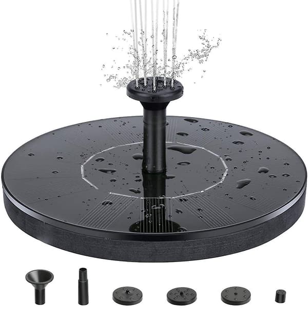 Vattenfontän solcellsdriven 16 cm svart