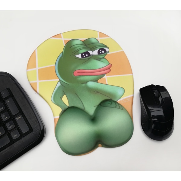 3D Pepe Sad Frog Musematte Sklisikker Silikon Musematte med Håndledd