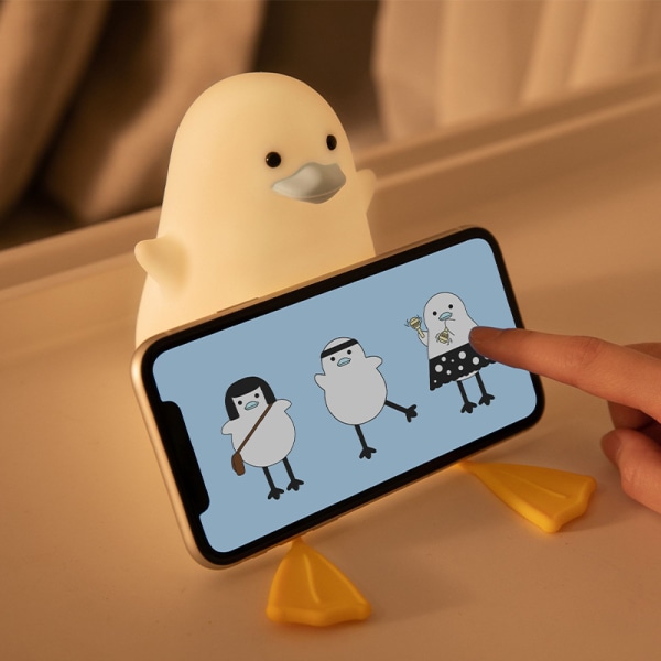 Night Light Cartoon Duck LED Phone Holder Silicone Light (Blue-bi