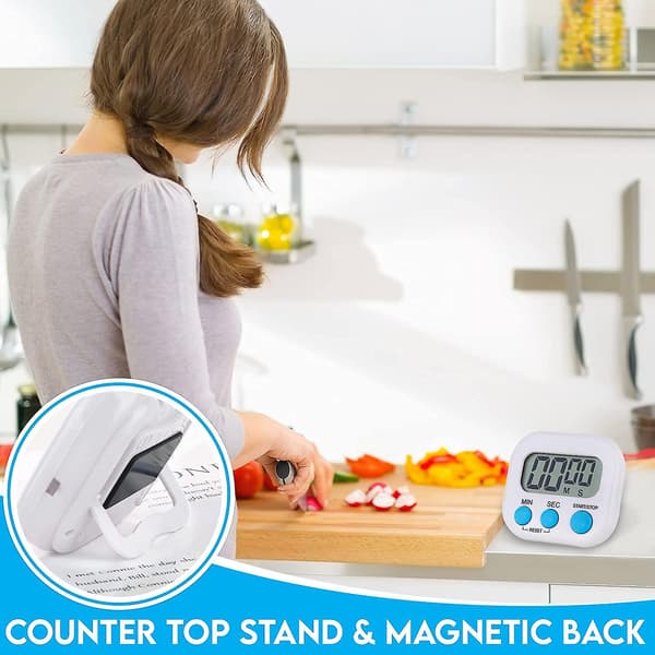 Magnetisk kökstimer Klocka Digital visuell timer Ljusstark display Nedräkning & Stoppur (Vit)