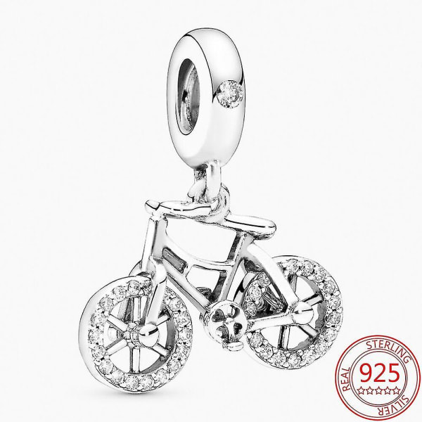 925 Sterling Silver Roterande Cykel Beaded Pendel Passar Pandora Armband Julklapp