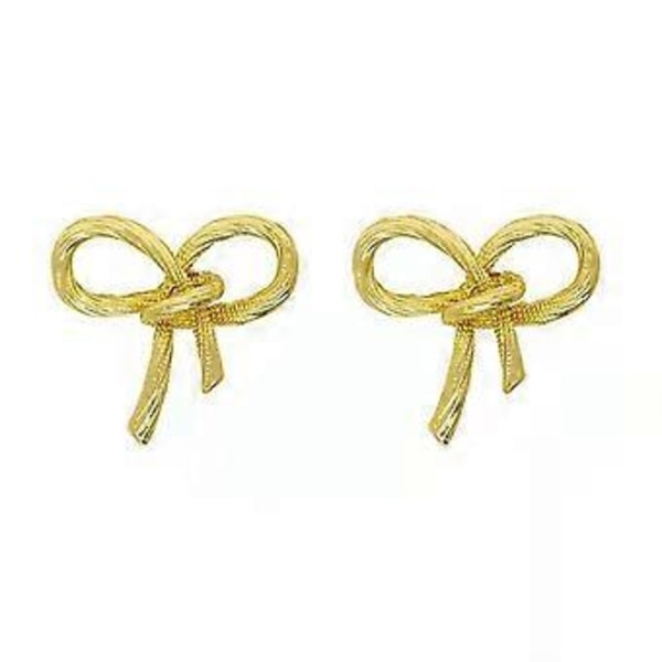 Søte sløyfeformede øredobber for kvinner Elegant gullfarget sløyfe øredobber Ornament Trendy damemote tilbehør