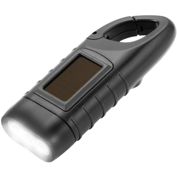 Portable Solar Powered LED Flashlight with Dynamo Crank for Campi