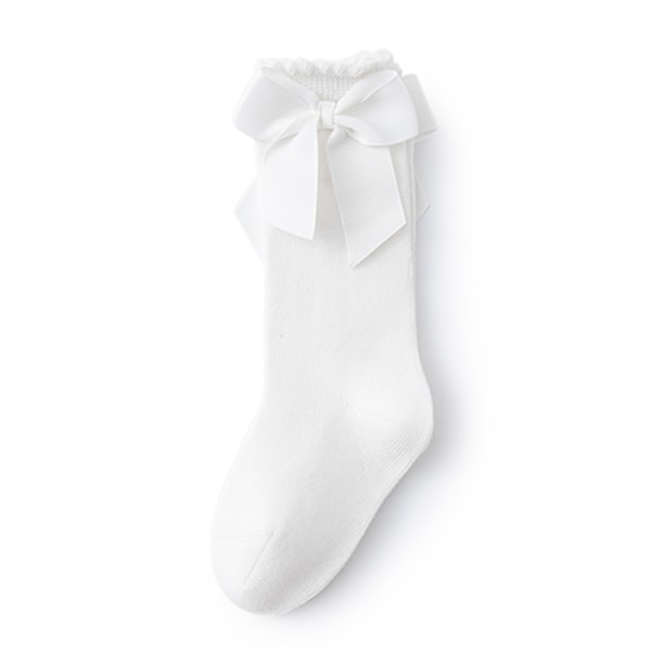 Pack of 2 Girls' High Bow Long Knee High Cotton Socks