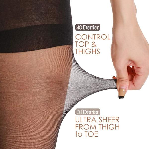 3-pack genomskinliga leggings för kvinnor - 0D Control Top Strumpbyxor w