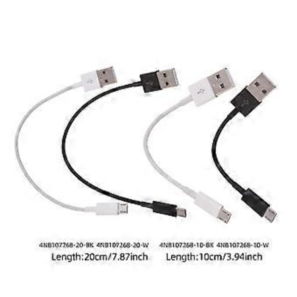 Kort Micro USB-kabel 10/20 cm Mobiltelefon Micro USB-kabel USB till Micro USB Laddningskabel Datakabel för Telefon PC Svart Black