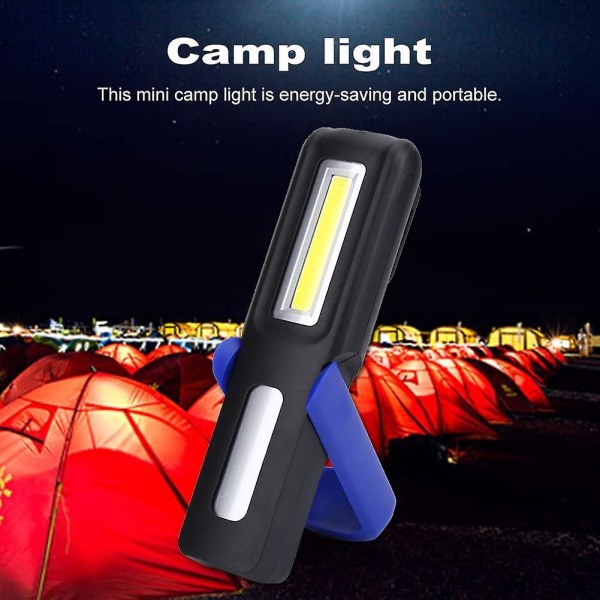 Cob Led Walkman USB Light Uppladdningsbar Cob arbetslampa Multifunktionsficklampa med hängkrok, (svart) (blå)