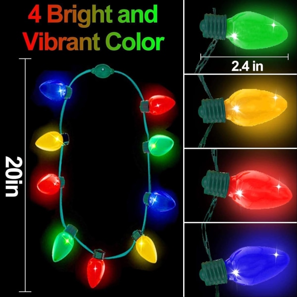 4 stk. LED-pærehalskæde til jul, nytår, juleaften, ferie