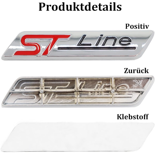 2 stk. Metal St line klistermærke Bilhoved emblem Badge Chrome klistermærke,