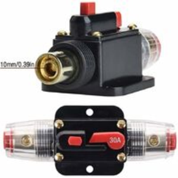 30A Automatisk Vattentät Kretsbrytare, 12V-24V DC Inline Säkringshållare