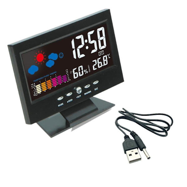 Multifunktionell LCD-digitalklocka med kalenderdisplay