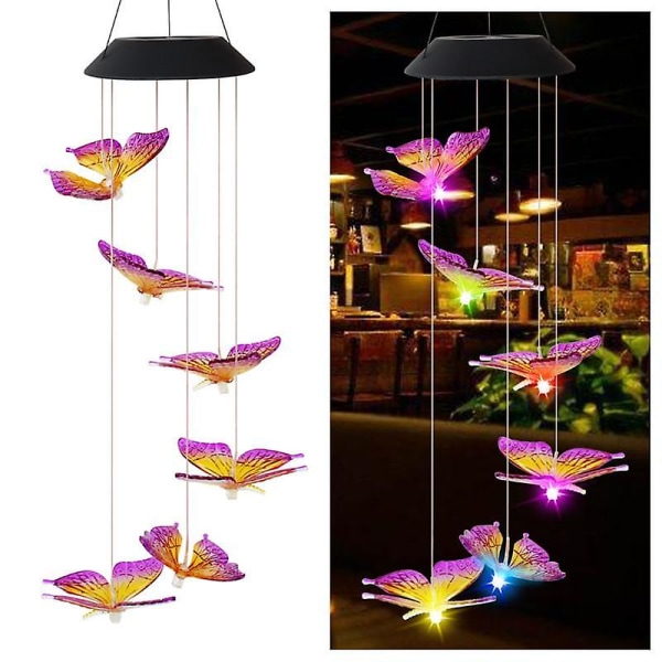 Solar Wind Chime Butterfly Style Vandtæt havehængende lys