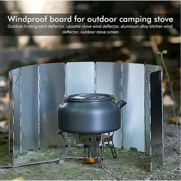 Hopfällbart vindskydd i aluminiumlegering, 20 plattor camping vindskydd