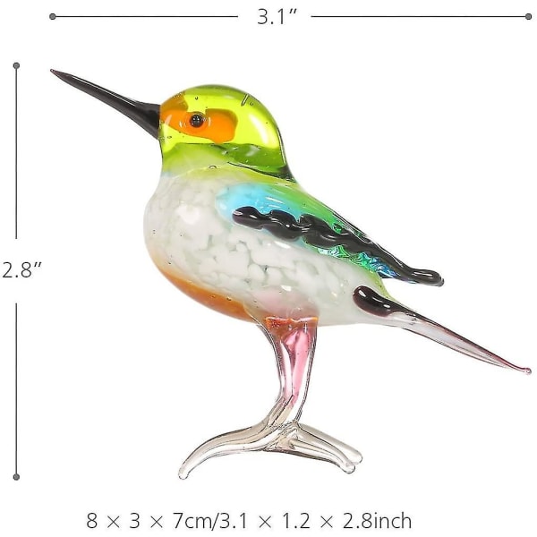 Fugl Glass Fargerik Dyr Samleobjekt Figur Kunst Håndblåst Miniatyr Bordpynt Naturtro
