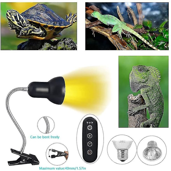 LED UVA UVB Pærer, Reptil Lampe Opvarmet Landskildpadde Lampe Med Lang Base Til Reptiler Og Padder [Energiklasse A +]