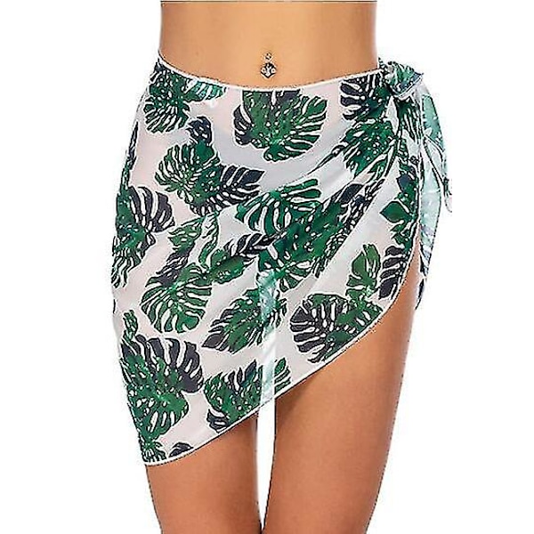 Rantahame Sarong Uimapuku Peitteet Naisille Hengittävä Nopea Kuivuva Sarong Hame 208*50cm Lehti tulostus-B