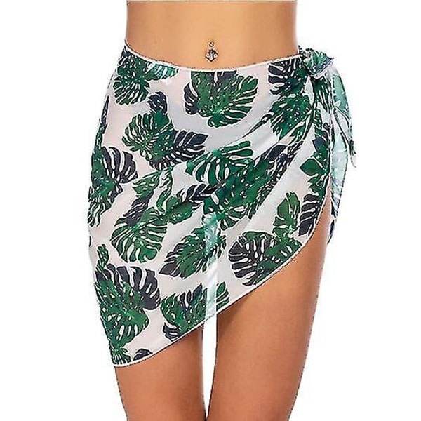Strand Sarong Sarong Badetøy Cover Ups For Kvinner Pustende Hurtigtørkende Sarong Skjørt 208*50cm Bladutskrift-B