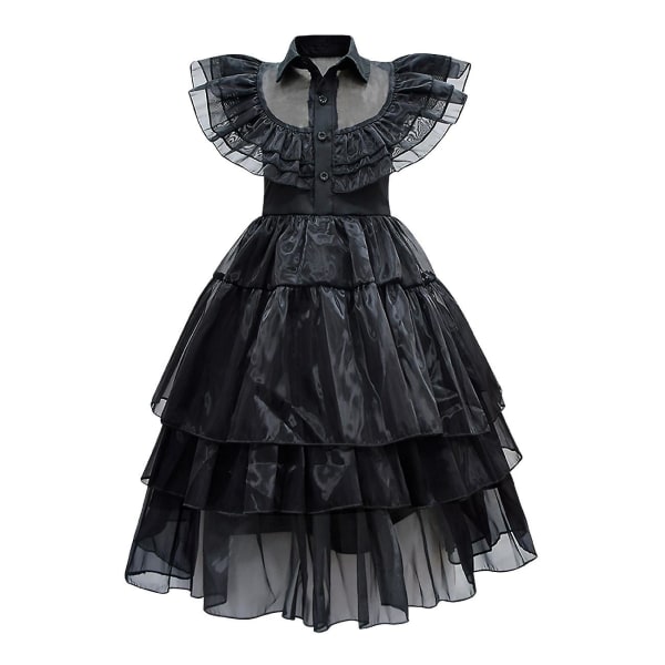 Wednesday Addams Cosplay Dress Halloween Costume For Kids Girls（110cm）