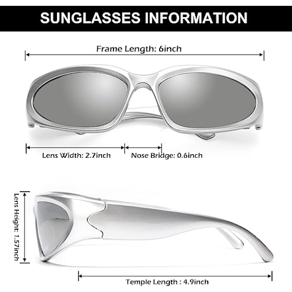Wraparound Fashion Solglasögon för Män Kvinnor Swift Oval Mörk S