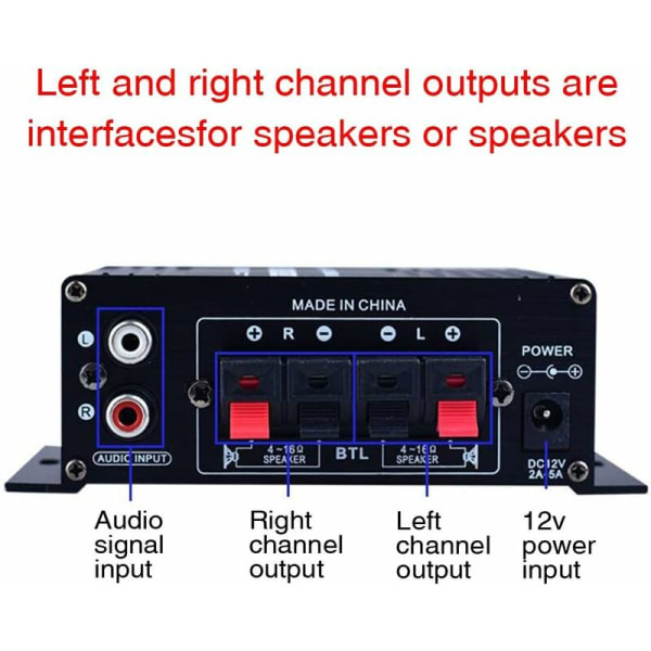 Mini DC 12V HiFi Audio Power Amplifier Portable Dual Channel Ster