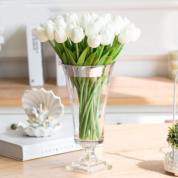 10 stj konstgjorda tulpaner, falska riktiga touch tulpaner blombukett för bröllopsarrangemang heminredning