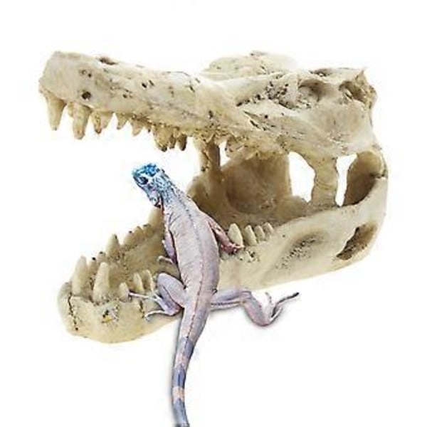 Harts Skalle Akvariedekorationer för Fiskar till Akvarium Simulering Alligator Skelett Grotta Ornament Gömställe för Räkor Fisk