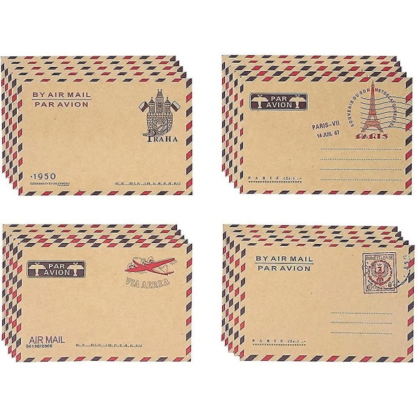 100 st Vintage Mönster Airmail Brev Kuvert Väska Hållare Kuvert Presentset