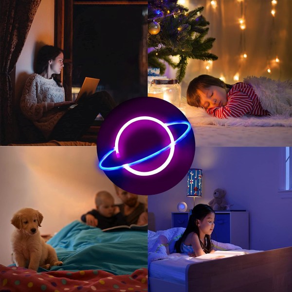 Planet LED Neon Lys Neon Lys Skilt for Vegg USB eller Batteridrevet LED Neon Skilt for Soverom, Fest, Bord og Veggdekorasjonslys, Morsdagsgave og Barnegave