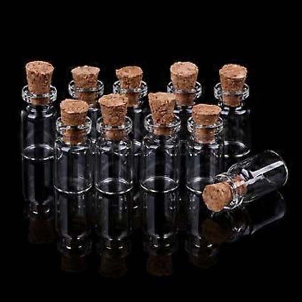 10 st Mini Glasflaskor för Önskeflaska med Korkpropp Förvaringshänge 0.5/1/2/ Klar