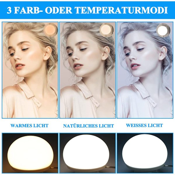 (12 stycken) LED-spegellampa, LED-spegellampa, 3 färglägen, sminkbordslampa, sminklampa