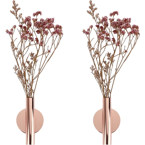 Set of 2 Metal Wall Flower Vases with Stickers, Modern Wall Decor