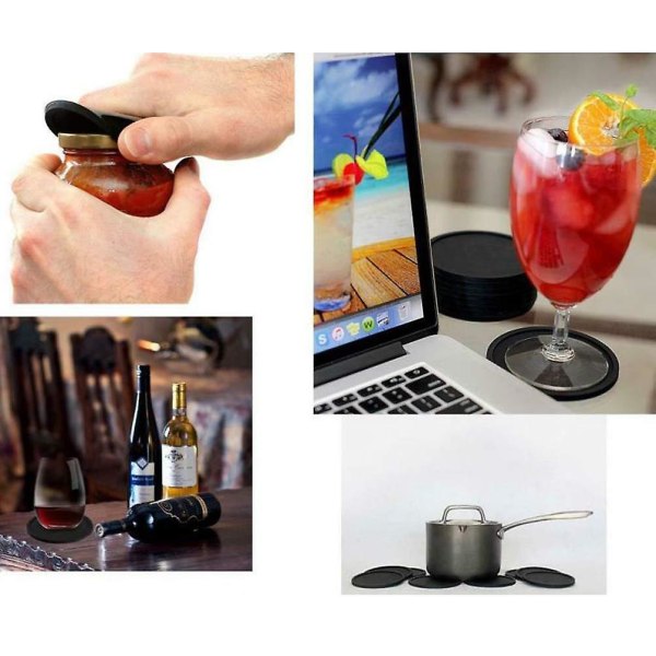 Drink Costers Set Of 2 Piece, Silicone Cup Coasters (black)