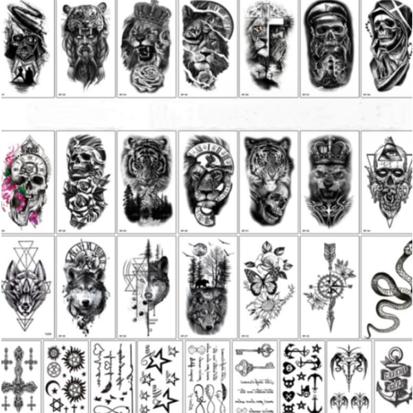 Animal Temporary Tattoos 30 stykker Kvinne Voksen 3D Midlertidig Tatt