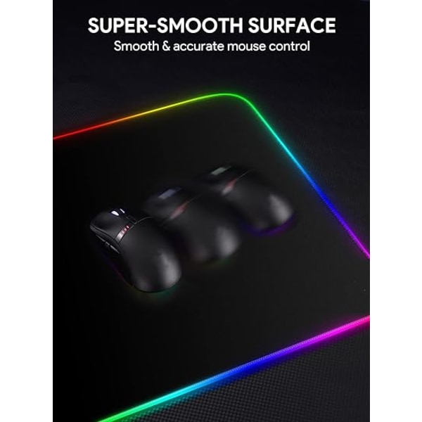 XXL Gamer RGB Musematte, 900x400x4 mm Stor Gaming Musematte med