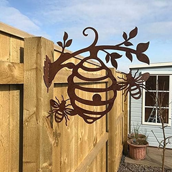 Metallskulpturer för bi-hive dekoration, trädgårdsdekoration, järn