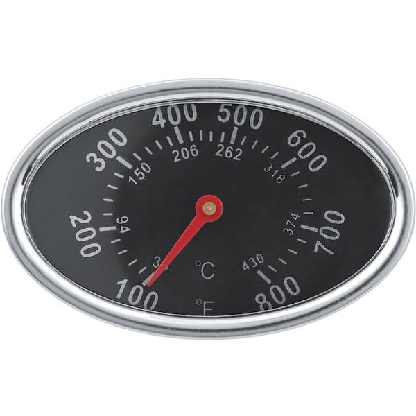 Grilltermometer i rustfrit stål, ovalt bimetaltermometer 430°C