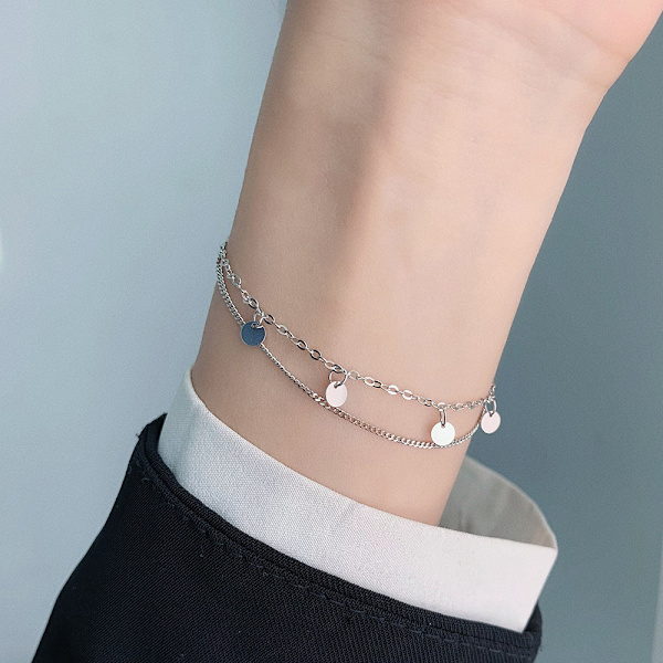 Dobbeltlags armbånd i skiveform, s925, niche high-end smykker