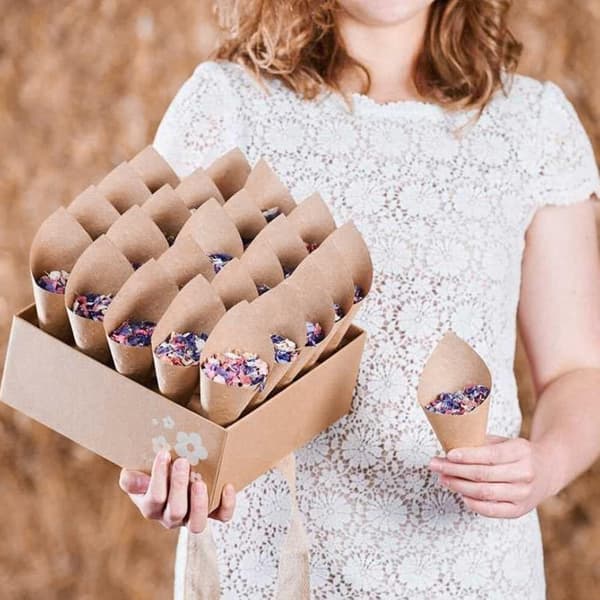 Retro Kraftpapper Konfettikon, 50 st Presentask Förpackning Papperslåda Vi
