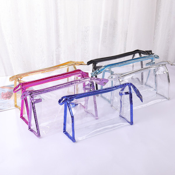 7 stk. Transparent toilettaske vandtæt PVC kosmetik taske bærbar makeup pung rejse toilettaske til kvinder syv farver