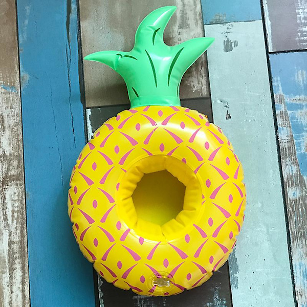 Oppustelig drikkevareholder Tegneserie Oppustelig flaskeholder Badelegetøj Pool Coaster til øl Drikkevarer Juice（1PCS E）