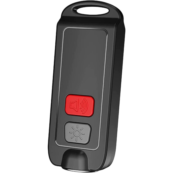 Personlig sikkerhetsalarm, Oppladbar selvforsvarsalarm med LED-lommelykt for kvinner, eldre, barn (svart, 1 pakke) Black