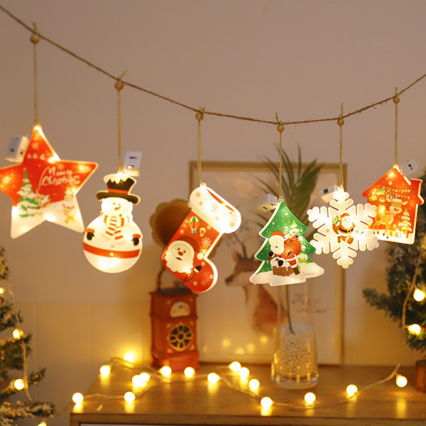 Christmas Lantern Xmas Tree Femuddig stjärna snöflingahänge L