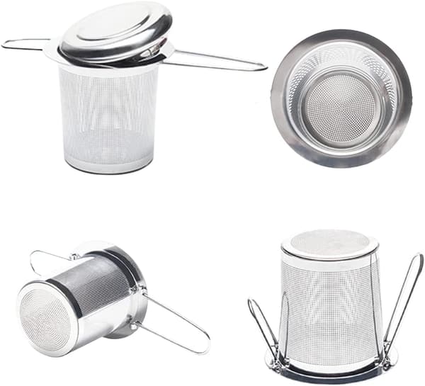 Tesil 2 stk. Teinfuser med låg i rustfrit stål