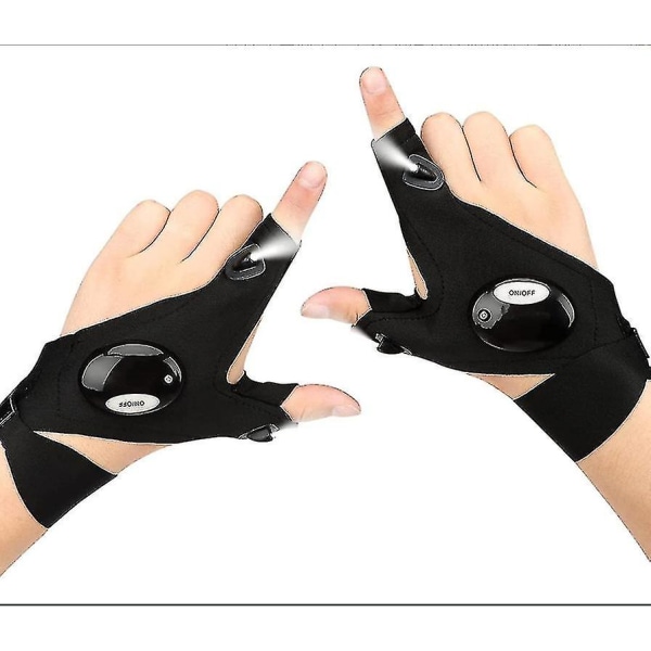 Handsker med LED-lys - Fiskeri Gave til Far - Genopladelige Lommelygthandsker med Vandtætte Lys - Campingudstyr - Fiskeri