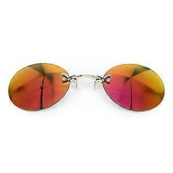 Retro Runde Clip-On Neseglass for Menn Matrix Morpheus Film Rimless Solbriller Red Diaphragm Lens