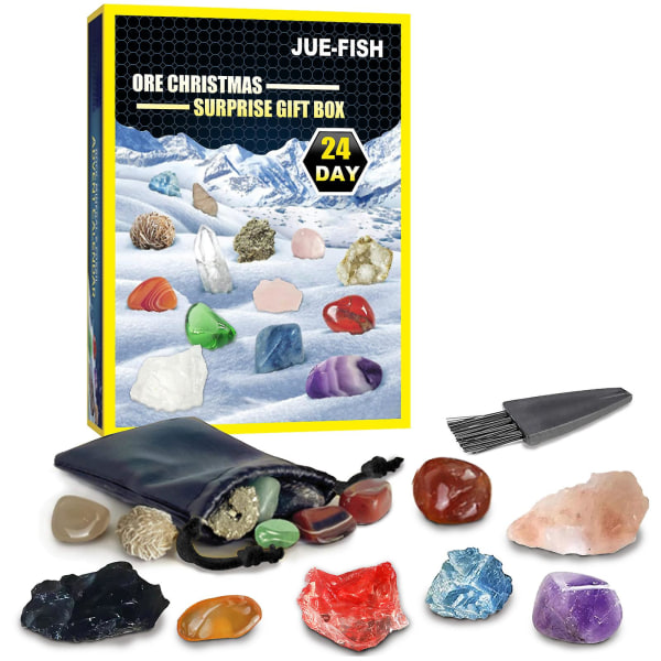 Gemstone Advent Calendar - Advent Calendar For Kids With 24 Gemstones To Open Each Day, A Complete Rock Collection