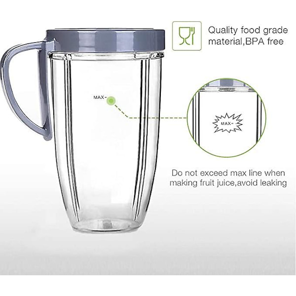 Juicer tilbehør 1 stk. 32oz Blender kopbeholdere + 600w krydsblad reservedele Mixer Smoothie kop dele kit（24OZ）